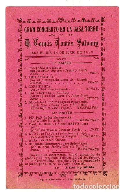 Cataloghi di Musica: Programa de M&uacute;sica / Tom&aacute;s Tom&aacute;s Salvany 1899 / Casa Torre - Gran Concierto en la Casa-Torre