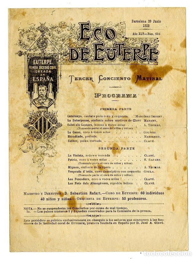 Cataloghi di Musica: Programa de M&uacute;sica / Eco de Auterpe / Clav&eacute; - Sebasti&aacute;n Rafart 1902 - Euterpe