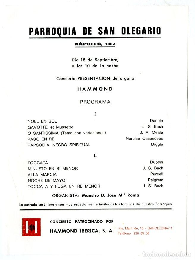 Cataloghi di Musica: Programa de M&uacute;sica / Hammond / Parroquia de San Olegario - Parroquia de San Olegario