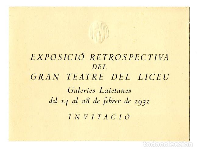 Cataloghi di Musica: Programa de M&uacute;sica / Exposici&oacute;n Gran Teatro del Liceu 1931 / Invitaci&oacute;n - Gran teatro del Liceu