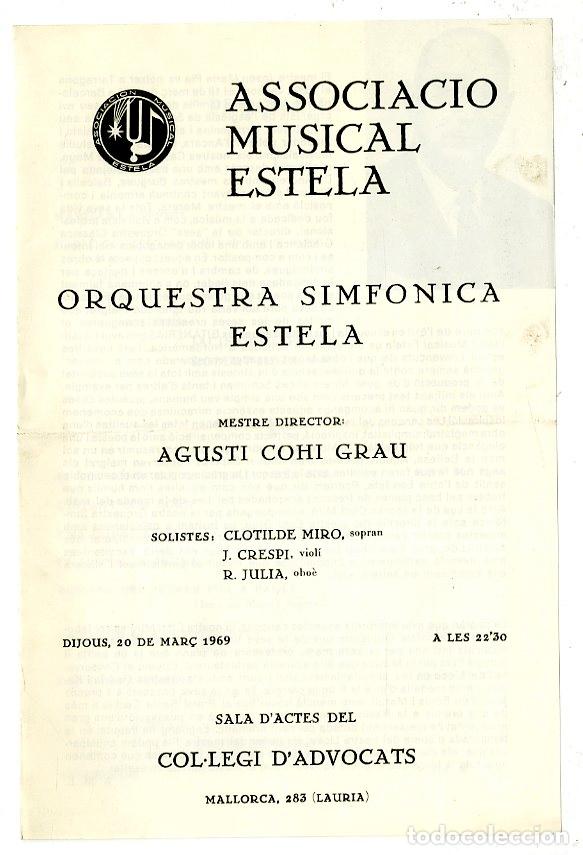 Cataloghi di Musica: Programa de M&uacute;sica / Agusti Cohi Grau 1969 - Associaci&oacute; Musical Estela