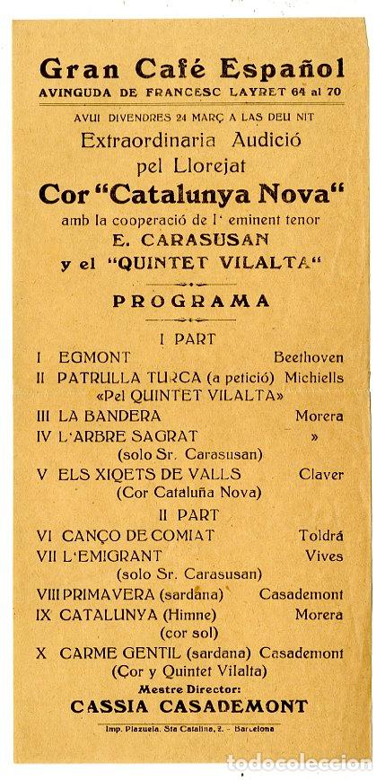 Cataloghi di Musica: Programa de M&uacute;sica / E Carasusan y el Quintet Vilalta - Gran Caf&eacute; Espa&ntilde;ol
