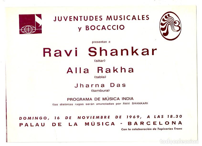 Cataloghi di Musica: Programa de M&uacute;sica / Bocaccio Ravi Shankar, Alla Rakha 1969 - Bocaccio