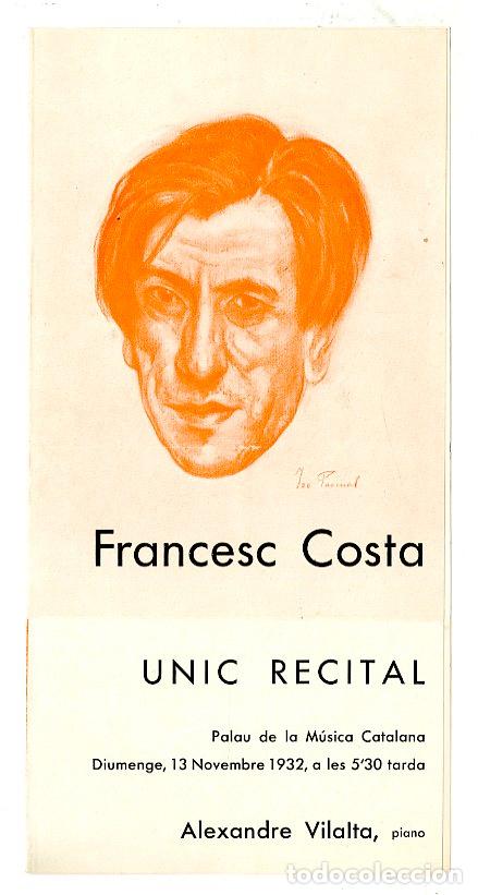 Cat&aacute;logos de M&uacute;sica: Programa de M&uacute;sica / Francesc Costa, Alexandre Vilalta 1932 - Palau de la M&uacute;sica Catalana