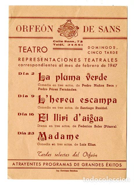 Cat&aacute;logos de M&uacute;sica: Programa de M&uacute;sica / Pedro Mu&ntilde;oz Seca, 1947 - Orfe&oacute;n de Sans