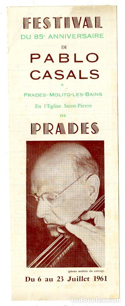 Cat&aacute;logos de M&uacute;sica: Programa de M&uacute;sica / Pau Casals / Prades 1961 - Prades Molittg Les Bains