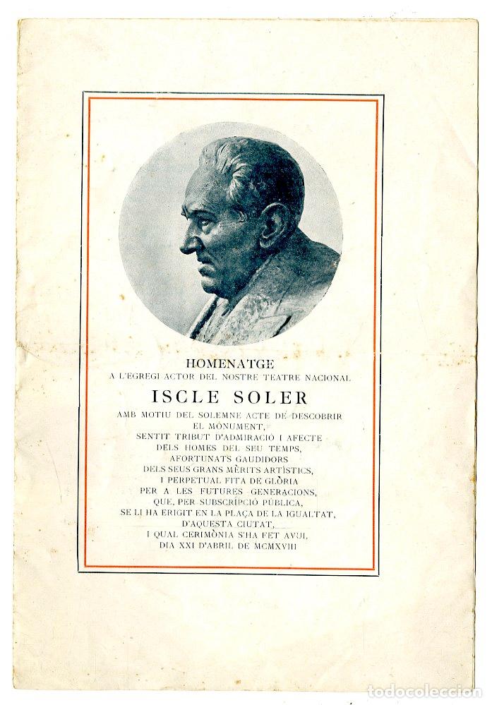 Cat&aacute;logos de M&uacute;sica: Programa de M&uacute;sica / Homenatge Iscle Soler 1918 - Teatre Nacional