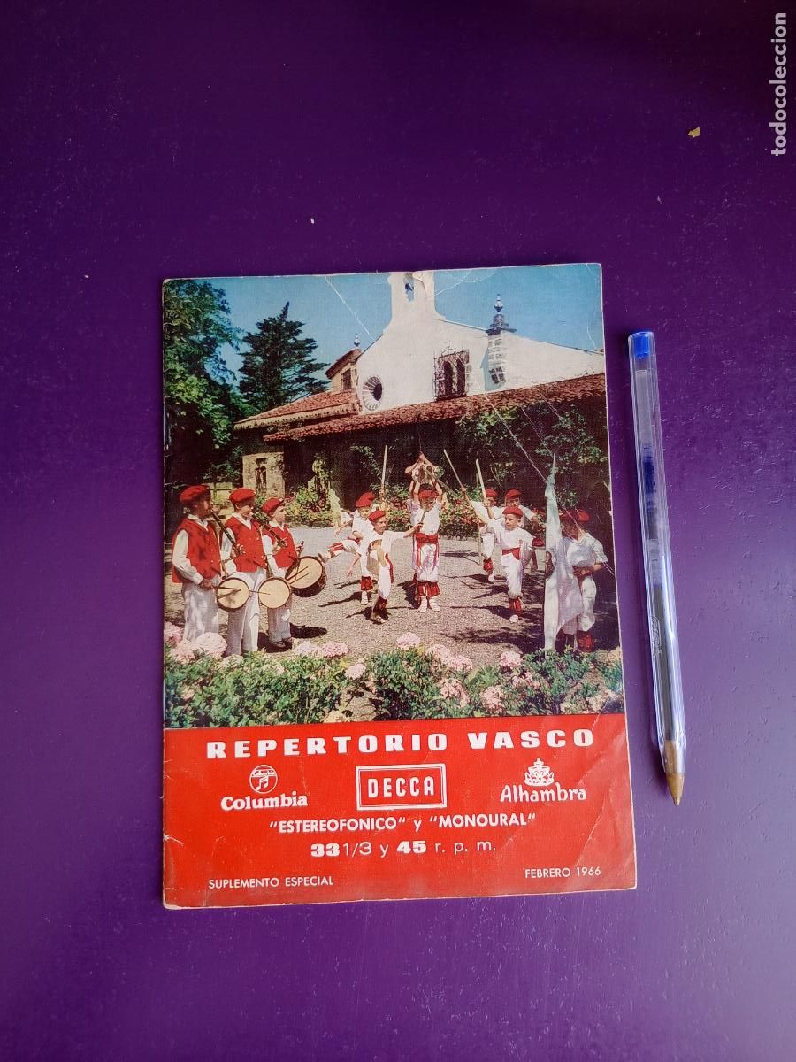 Cataloghi di Musica: CATALOGO REPERTORIO VASCO COLUMBIA, DECCA, ALHAMBRA - FEBRERO 1966 - FOLK Y CLASICO - 22 PAGS
