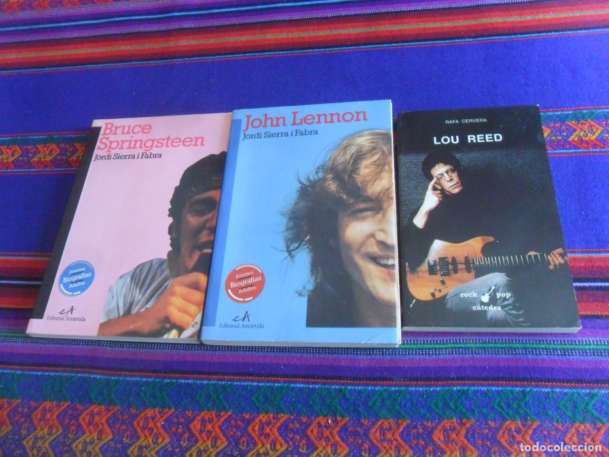 Musikkataloge: LOU REED ROCK POP C&Aacute;TEDRA 2&ordf; ED 1994, JOHN LENNON 1 Y BRUCE SPRINGSTEEN 2 ANT&Aacute;RTIDA 1&ordf; ED 1990.