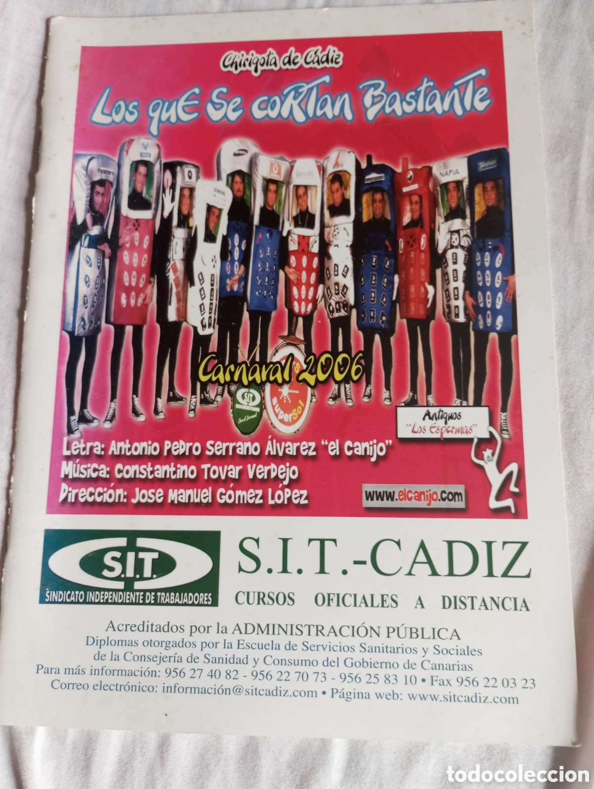 Cat&aacute;logos de M&uacute;sica: Carnaval de C&aacute;diz libreto chirigota los que se cortan bastante a&ntilde;o 2006