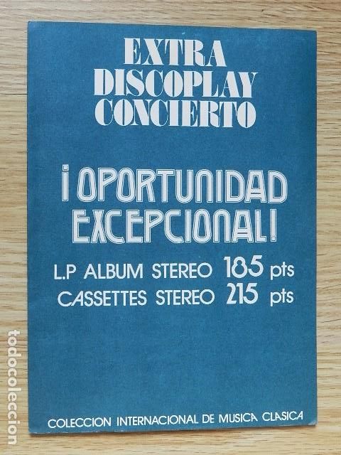 Cat&aacute;logos de M&uacute;sica: Extra DISCOPLAY concierto cat&aacute;logo LP cassettes Colecci&oacute;n internacional m&uacute;sica cl&aacute;sica