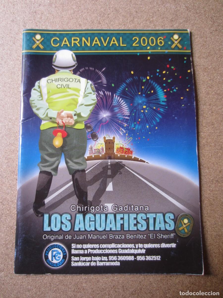 Cat&aacute;logos de M&uacute;sica: Libreto Original Chirigota Carnaval Cadiz Los Aguafiestas Juan Manuel Braza Ben&iacute;tez