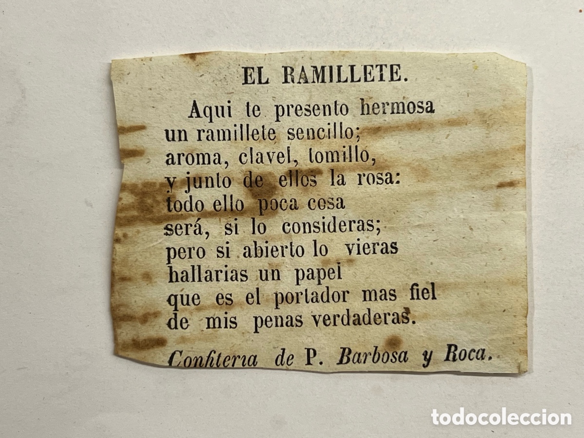 Cat&aacute;logos de m&uacute;sica: EL RAMILLETE Coplilla Musical. Publicidad Confiter&iacute;a de P. Barbosa y Roca, Valencia (fin Siglo XIX)
