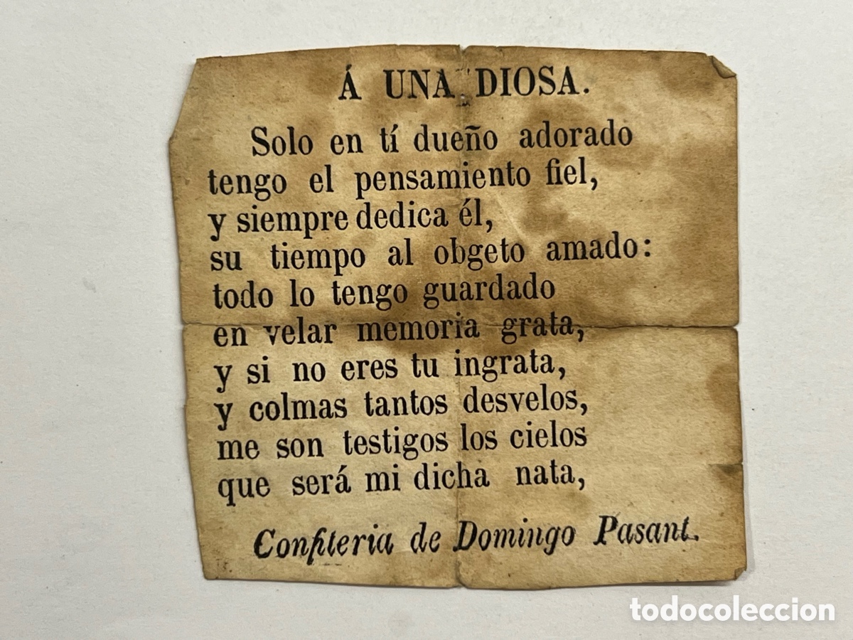 Cat&aacute;logos de m&uacute;sica: A UNA DIOSA. Coplilla Musical. Publicidad Confiter&iacute;a de P. Barbosa y Roca,Valencia (fin Siglo XIX)