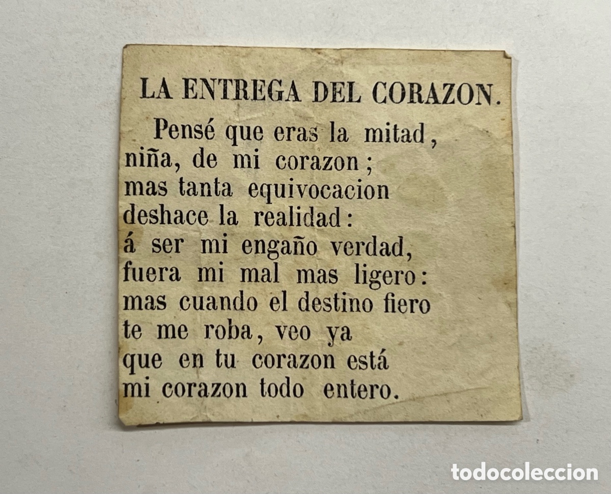 Cat&aacute;logos de m&uacute;sica: LA ENTREGA DEL CORAZ&Oacute;N Coplilla Musical. Publicidad An&oacute;nimo, Valencia (fin Siglo XIX)