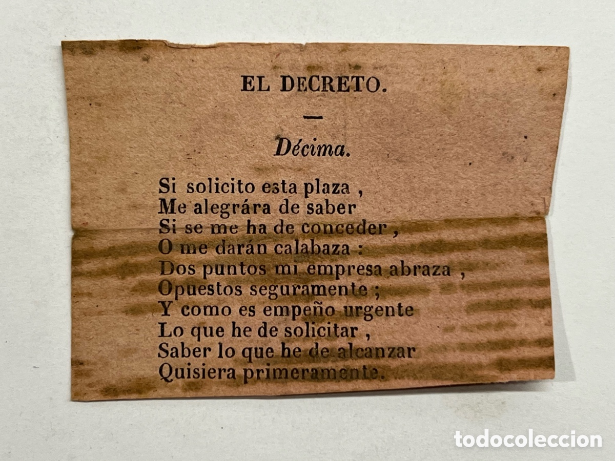 Cat&aacute;logos de m&uacute;sica: EL DECRETO. Coplilla Musical. Publicidad An&oacute;nimo, Valencia (fin Siglo XIX)
