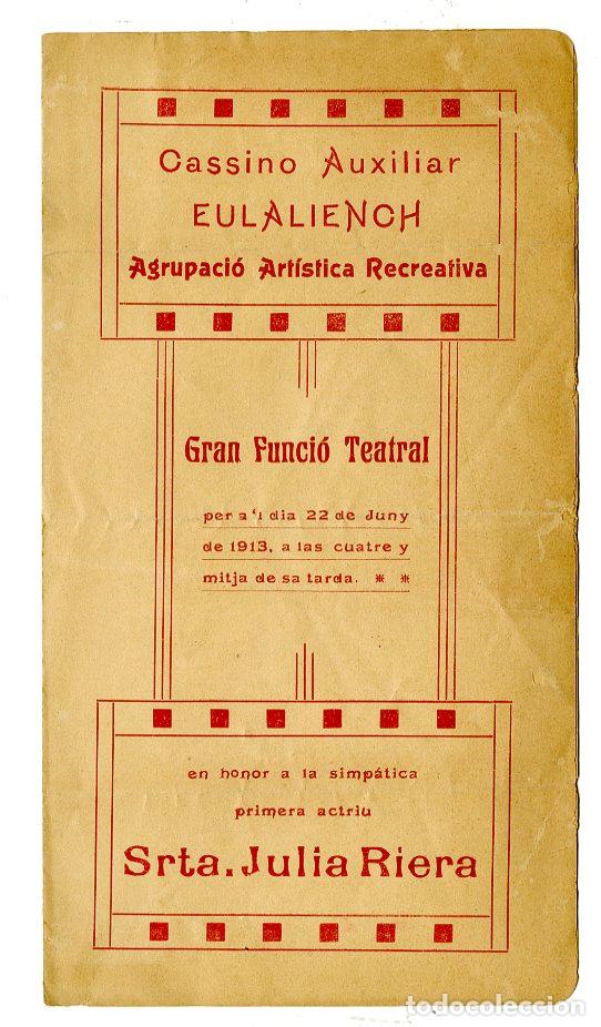 Cat&aacute;logos de m&uacute;sica: Programa de M&uacute;sica / Julia Riera , Mestre Olaguer, Joan Ventura 1913 - Cassino Auxiliar Eulaliench