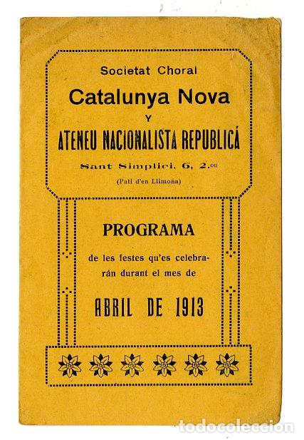 Cat&aacute;logos de m&uacute;sica: Programa de M&uacute;sica / Ateneu Nacionalista Republic&agrave; 1913 - Societat Choral
