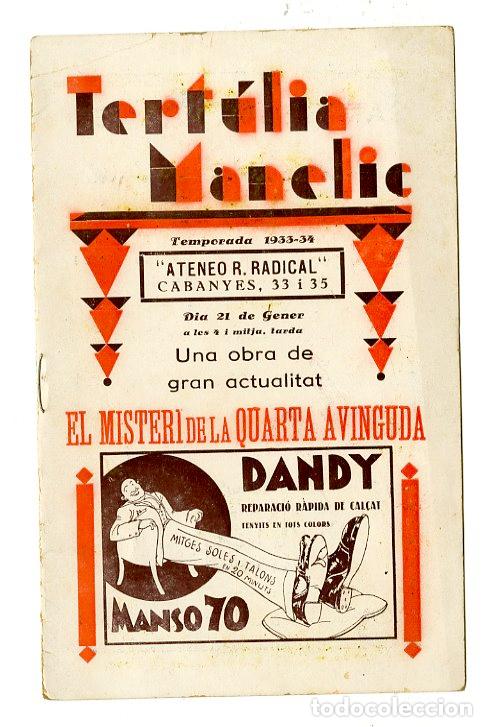Cat&aacute;logos de m&uacute;sica: Programa de M&uacute;sica / El Misteri de la Quarta Avinguda 1933-34 Manelic - Tert&uacute;lia Manelic