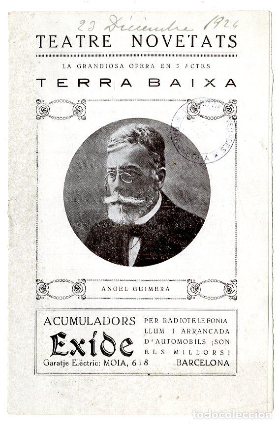 Cat&aacute;logos de m&uacute;sica: Programa de M&uacute;sica / Terra Baixa Angel Guimer&aacute; 1924 - Teatre Novetats