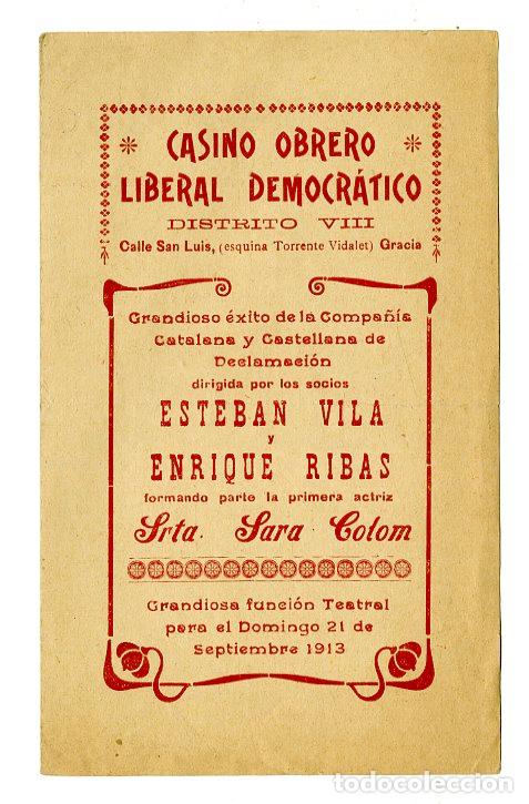 Cat&aacute;logos de m&uacute;sica: Programa de M&uacute;sica / Casino Obrero 1913 Esteban Vila y Enrique Ribas - Casino Obrero Liberal