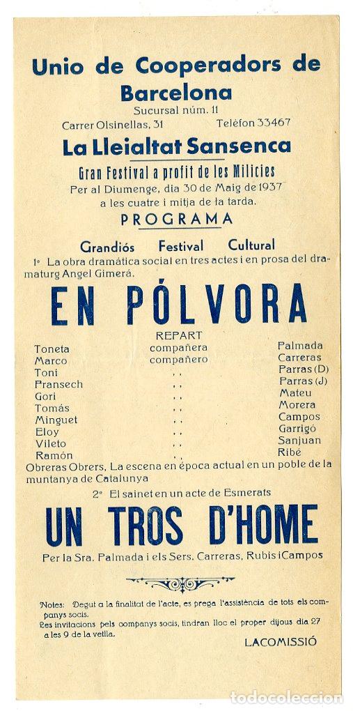 Cat&aacute;logos de m&uacute;sica: Programa de M&uacute;sica / 1937 Festival Profit de les Milicies - Guerra Civil