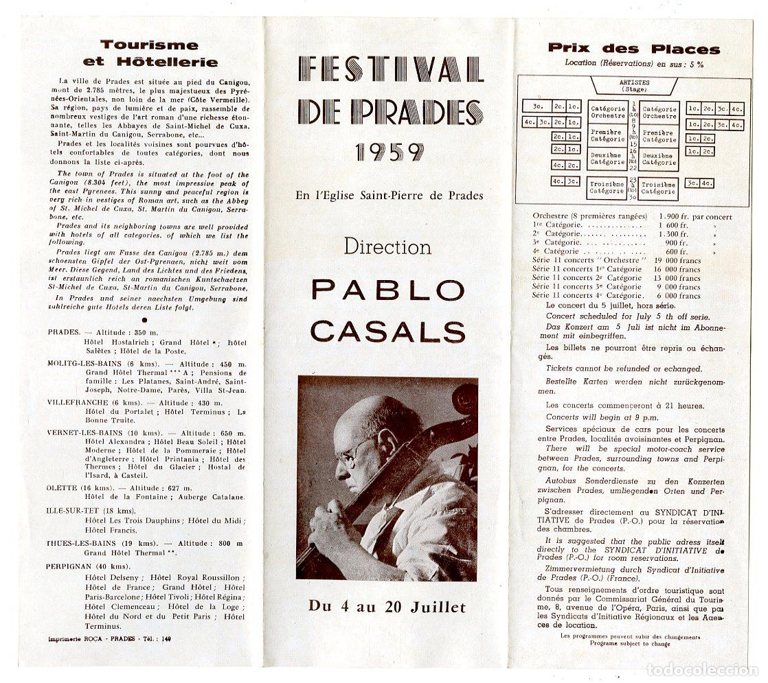 Cat&aacute;logos de m&uacute;sica: Programa de M&uacute;sica / Pablo Casals Festival de Prades 1959 - Festival de Prades