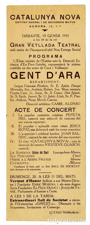Cat&aacute;logos de m&uacute;sica: Programa de M&uacute;sica / Pere Gorchs, Catalunya Nova 1935 - Catalunya Nova