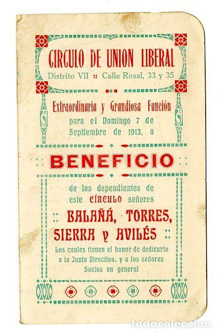 Cat&aacute;logos de m&uacute;sica: Programa de M&uacute;sica / Maestro Tomaset, Enrique A Gimeno 1913 - Circulo Uni&oacute;n Libreral