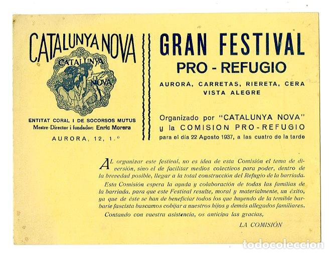 Cat&aacute;logos de m&uacute;sica: Programa de M&uacute;sica / Pro Refugio 1937 Catalunya Nova - Guerra Civil