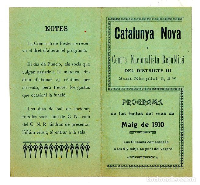 Cat&aacute;logos de m&uacute;sica: Programa de M&uacute;sica / Catalunya Nova, Centre Nacionalista Republic&aacute; 1910 - Catalunya Nova