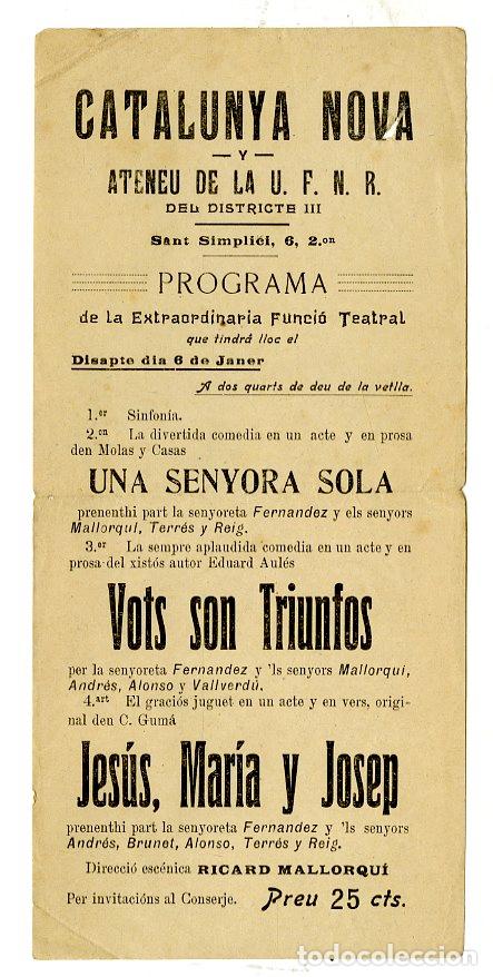 Cat&aacute;logos de m&uacute;sica: Programa de M&uacute;sica / Catalunya Nova / Una Senyora Sola - Catalunya Nova