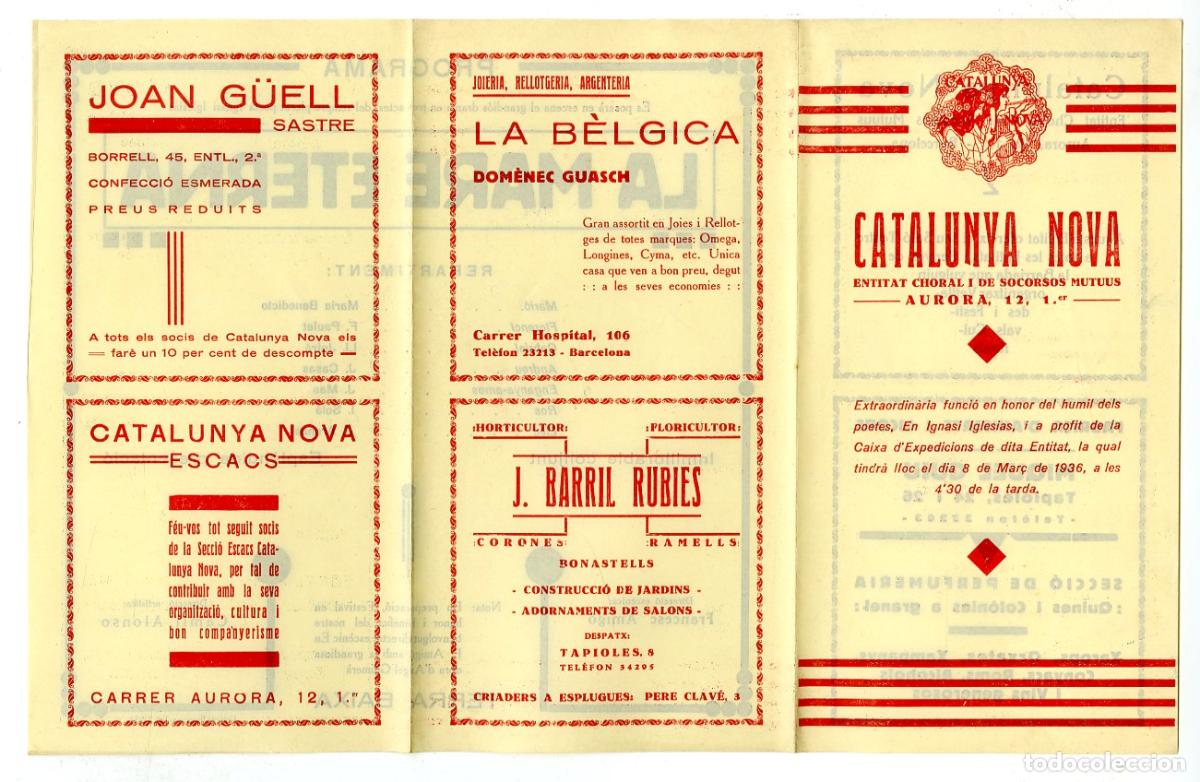 Cat&aacute;logos de m&uacute;sica: Programa de M&uacute;sica / Catalunya Nova Ignasi Iglesias Mar&ccedil; 1936 - Catalunya Nova