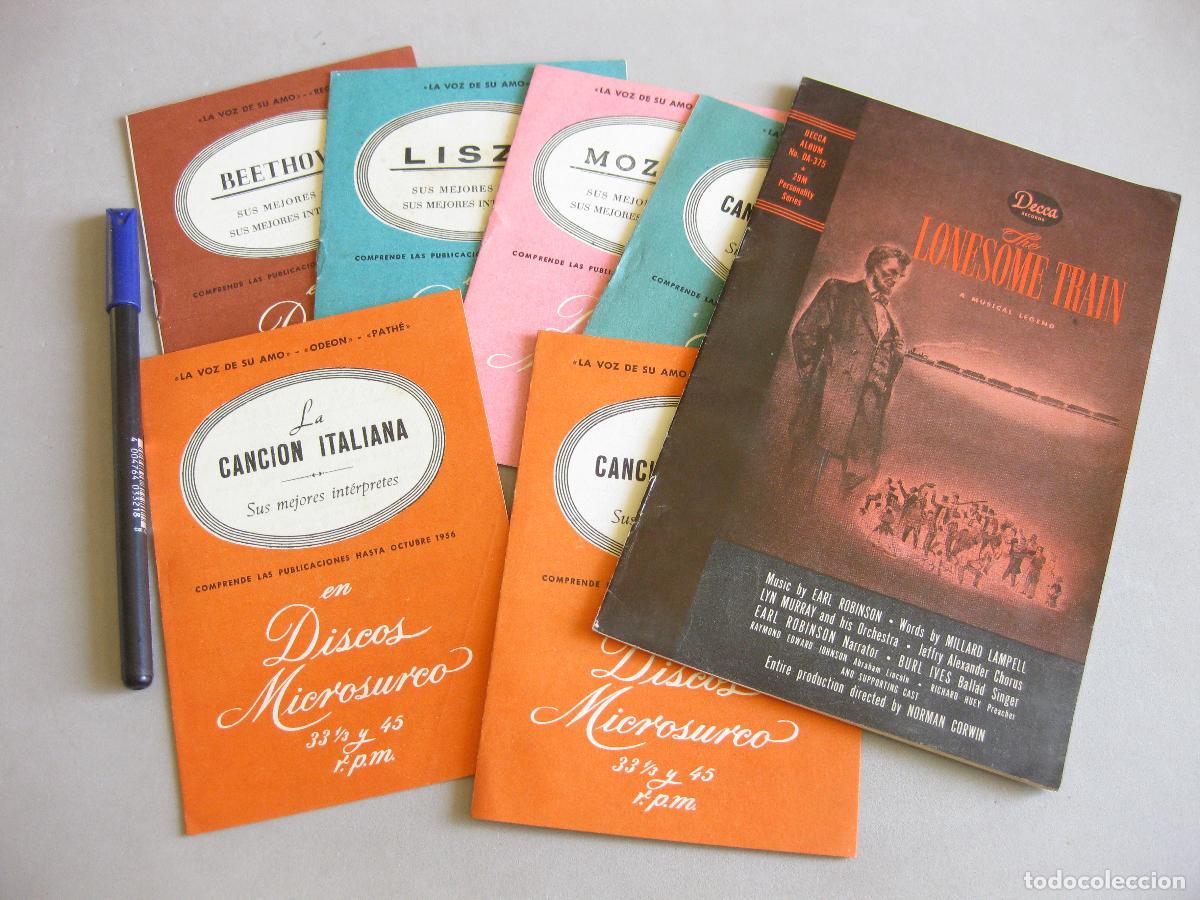 Cat&aacute;logos de m&uacute;sica: 7 CAT&Aacute;LOGOS DE DISCOS DE LA VOZ DE SU AMO. PATHE, REGAL. M&Uacute;SICA CL&Aacute;SICA. THE LONESOME TRAIN