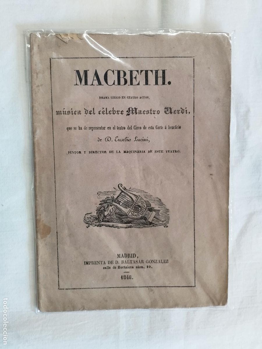 Cat&aacute;logos de m&uacute;sica: ANTIGUO LIBRO DE &Oacute;PERA : Macbeth. Drama l&iacute;rico en cuatro actos - 1840