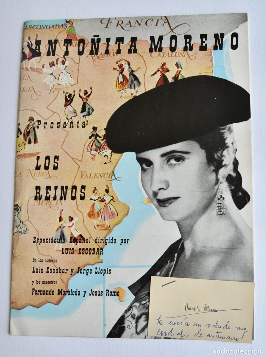 Cat&aacute;logos de m&uacute;sica: Anto&ntilde;ita Moreno. Programa y tarjeta personal. Espect&aacute;culo Espa&ntilde;ol. Direcci&oacute;n: Luis Escobar. 1959