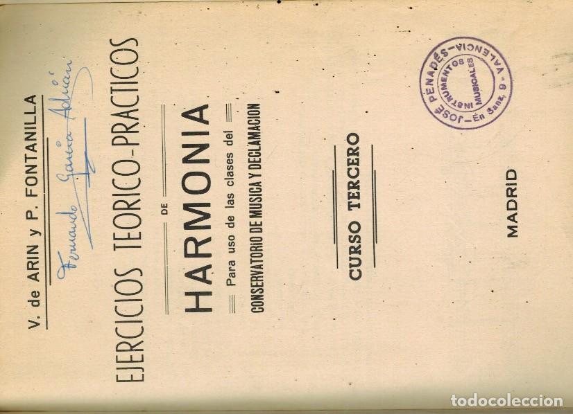 Cat&aacute;logos de m&uacute;sica: EJERCICIOS TE&Oacute;RICO-PR&Aacute;CTICOS DE HARMON&Iacute;A (Cursos tercero y cuarto)