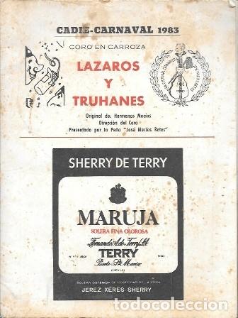 Cat&aacute;logos de m&uacute;sica: CADIZ-CARNAVAL 1983 - CORO EN CARROZA LAZAROS Y TRUHANES - A-C-2210
