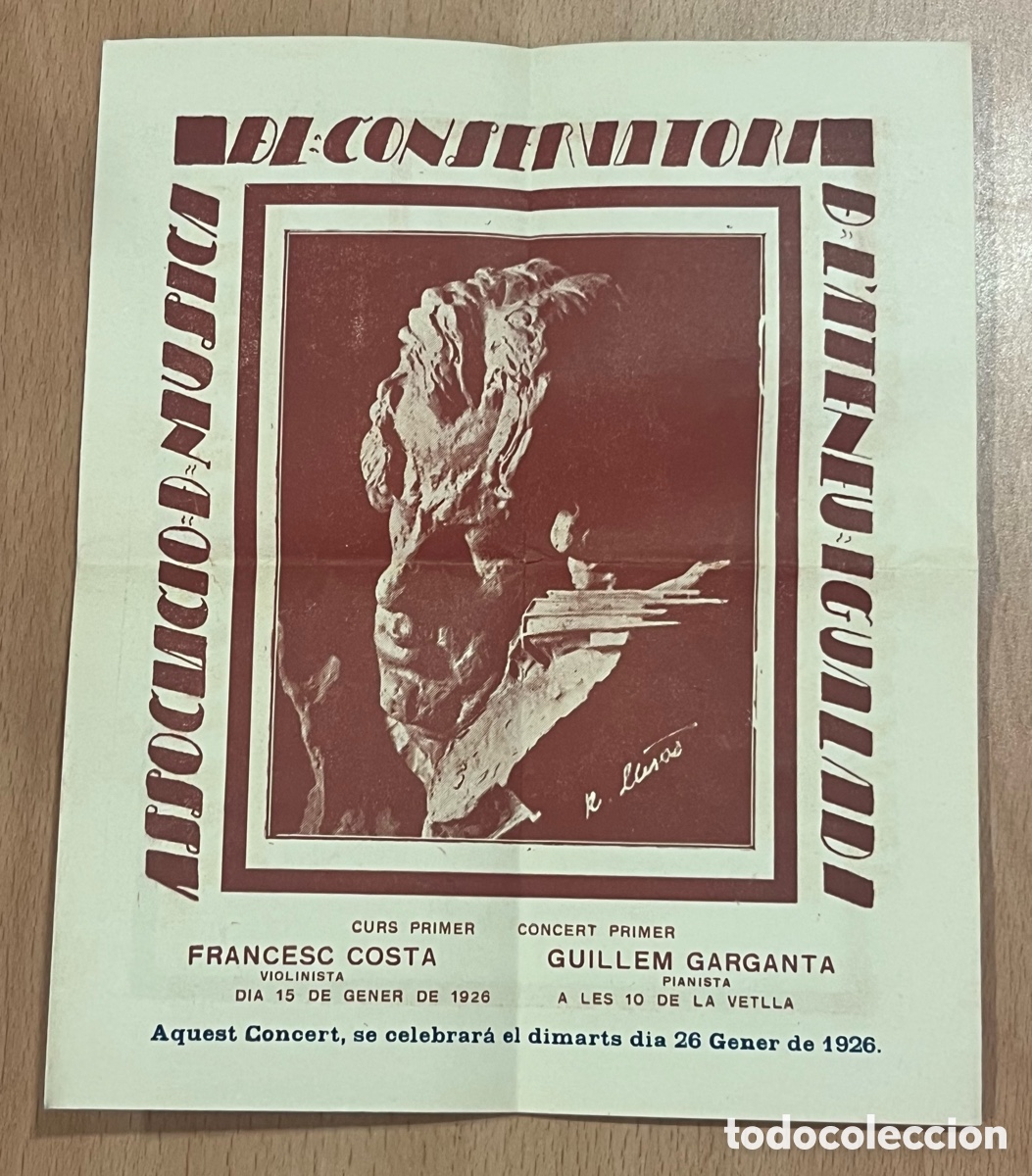Cat&aacute;logos de m&uacute;sica: ASSOCIACIO MUSICA CONSERVATORI DE L'ATENEU IGUALADI - CONCERT, FRANCESC COSTA - GENER 1926