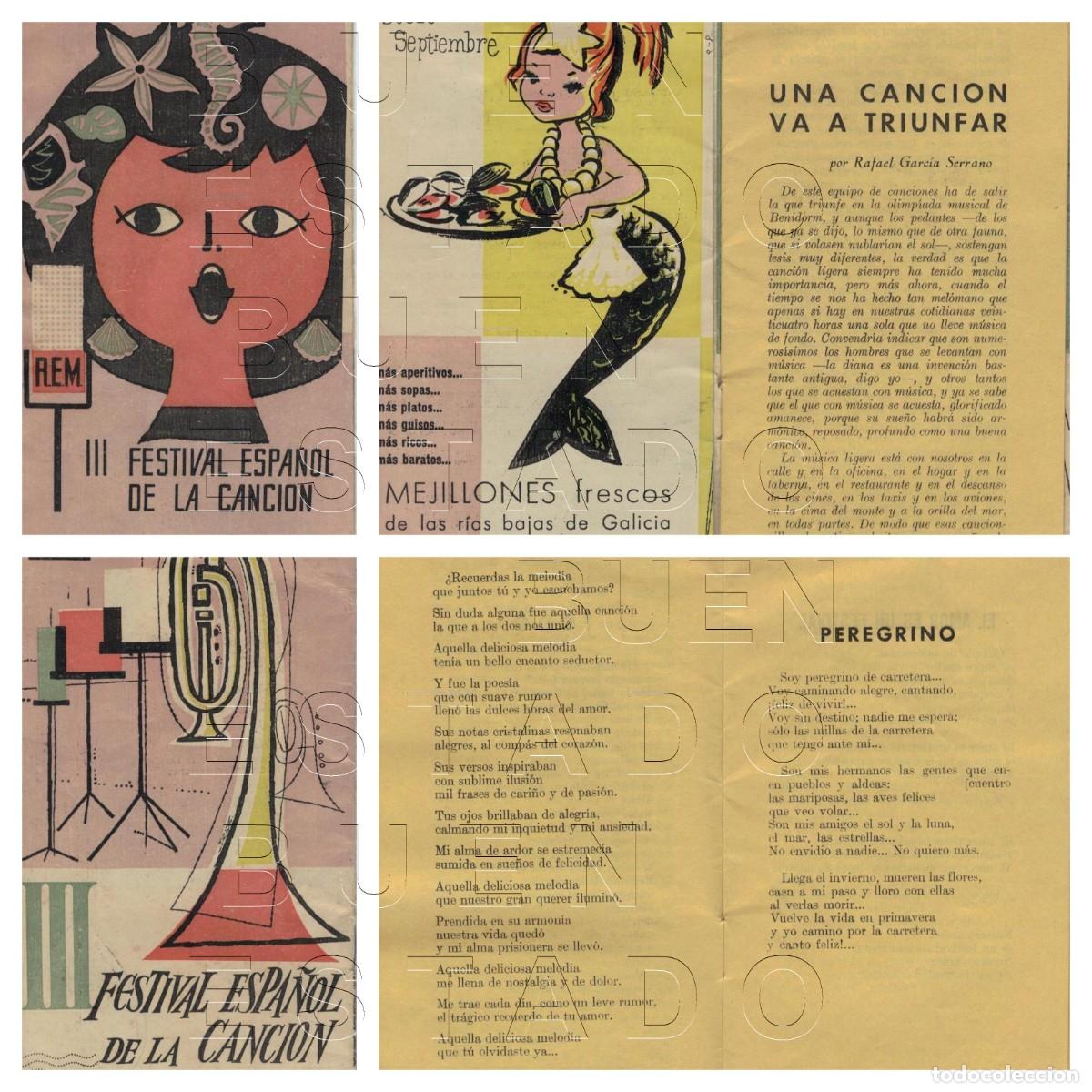 Cat&aacute;logos de m&uacute;sica: III FESTIVAL DE BENIDORM 1961 LETRAS DE LAS CANCIONES FOLLETO U87