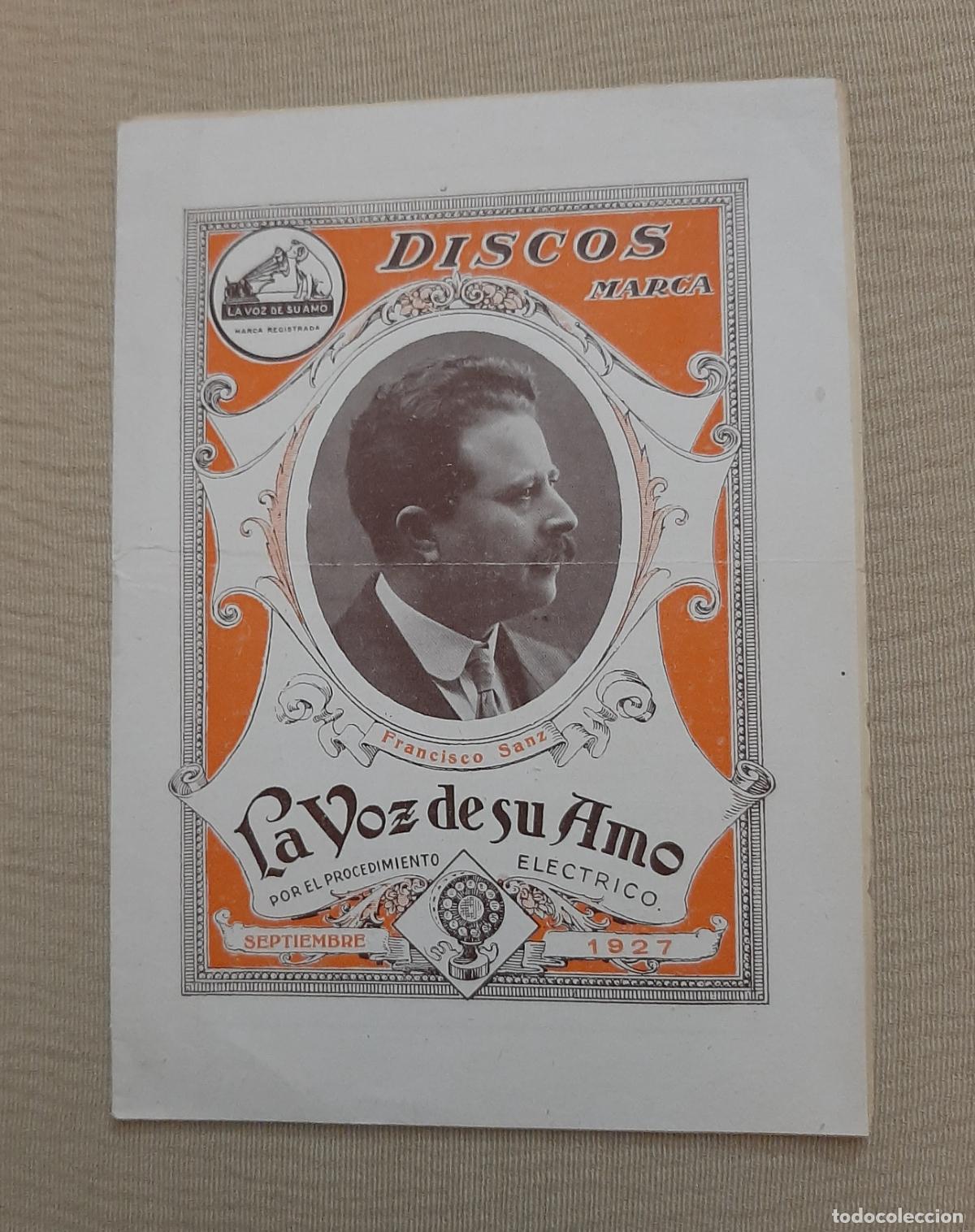 Cat&aacute;logos de m&uacute;sica: CATALOGO DE DISCOS PIZARRA LA VOZ DE SU AMO SEPTIEMBRE 1927