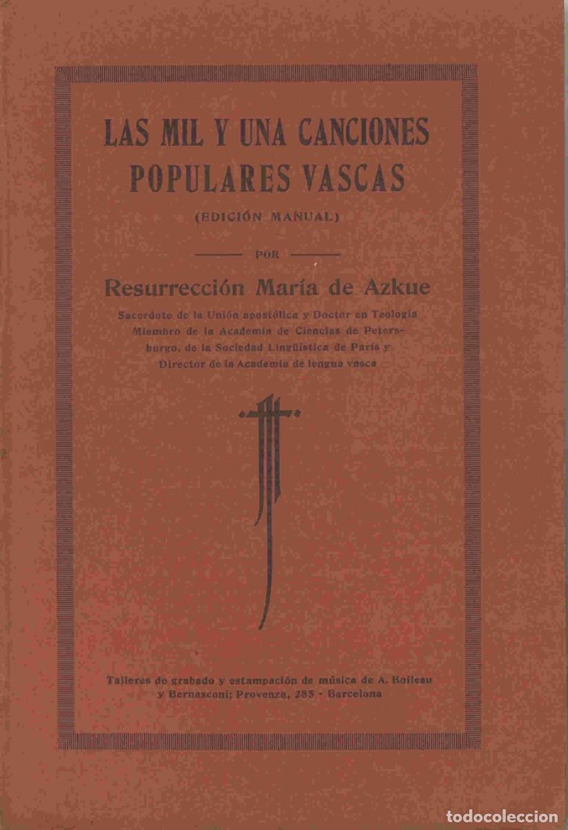 Cat&aacute;logos de m&uacute;sica: Las mil y una canciones populares vascas. Indice del cancionero popular