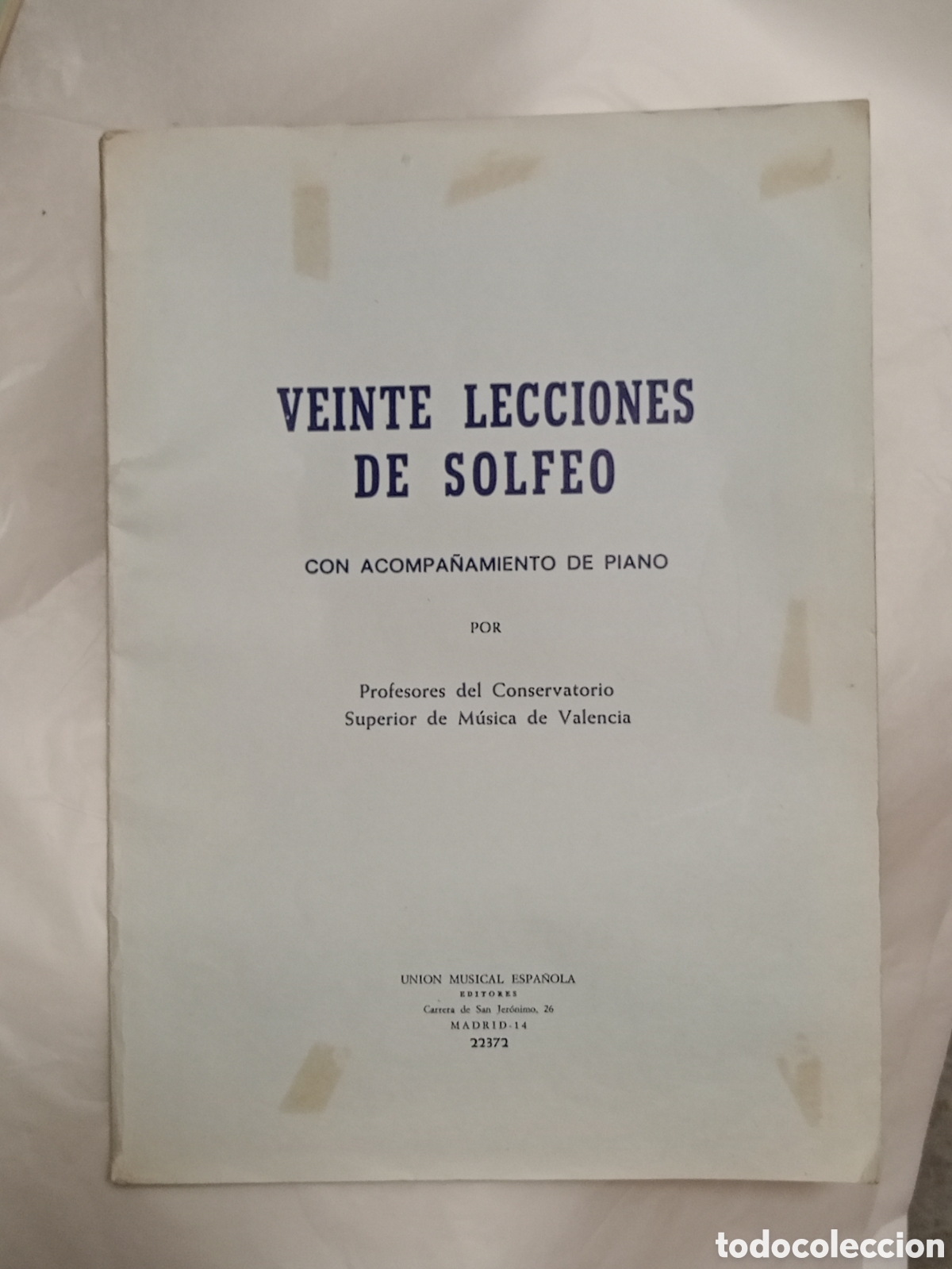 Cat&aacute;logos de m&uacute;sica: Veinte lecciones de solfeo con acompa&ntilde;amiento de piano&rdquo;, editado por los Profesores del Conservatori
