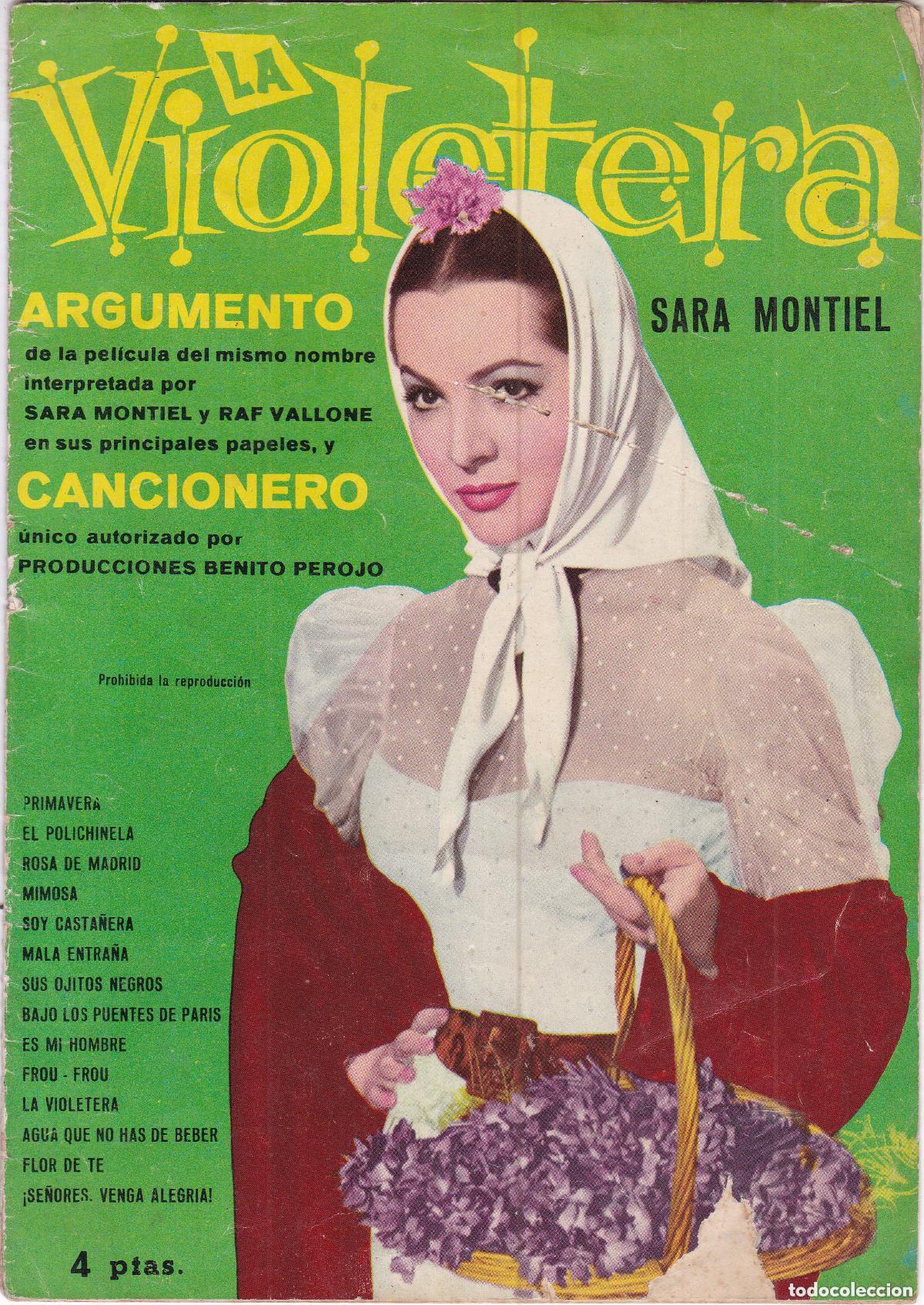 Cat&aacute;logos de m&uacute;sica: ARGUMENTO Y CANCIONES DE LA VIOLETERA &ndash; INTERPRETADA POR SARA MONTIEL &ndash; 1958