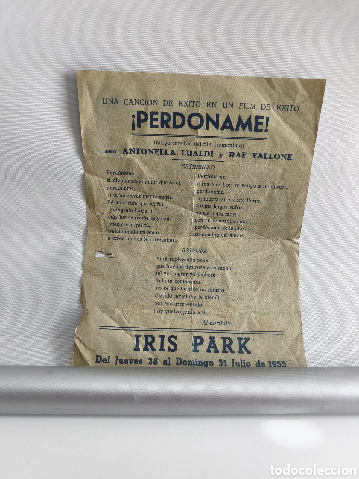 Cat&aacute;logos de m&uacute;sica: &iexcl;PERDONAME! TANGO-CANCI&Oacute;N DEL FILM HOM&Oacute;NIMO. IRIS PARK. A&Ntilde;O 1955