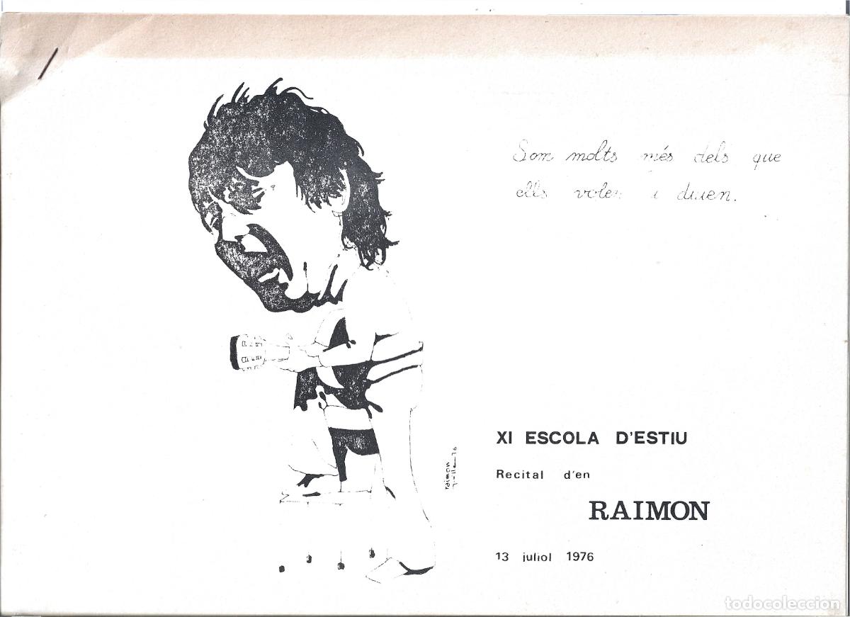 Cat&aacute;logos de m&uacute;sica: NOVA CAN&Ccedil;&Ograve; CATALANA-XI ESCOLA D`ESTIU RECITAL D`EN RAIM&Oacute;N 13 JULIOL 1976-CAN&Ccedil;ONER APAISAT