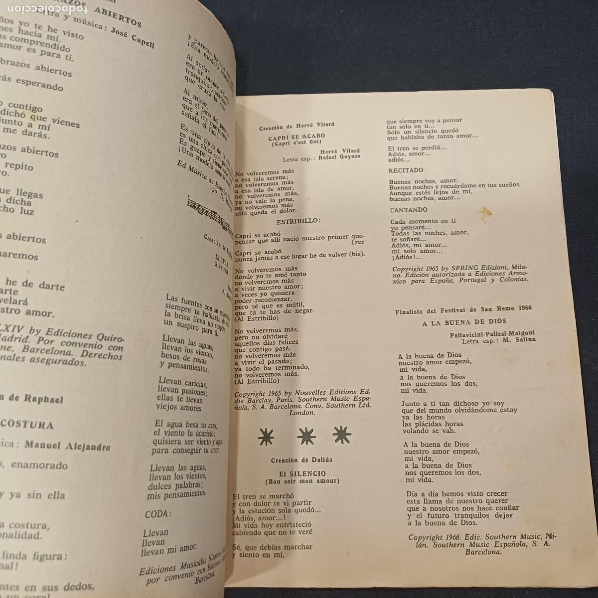 Cat&aacute;logos de m&uacute;sica: CANCIONERO MODERNO/RAPHAEL/EDICIONES ESTE. - Foto 2