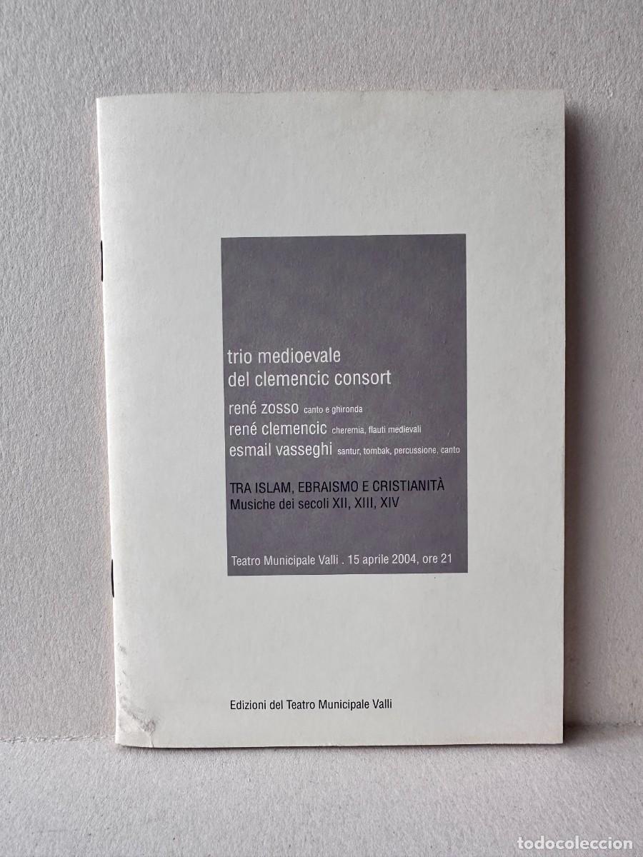 Cat&aacute;logos de m&uacute;sica: Trio Medioevale Del Clemencic Consort - Teatro Municipale Valli, 2004 (Programa mano)