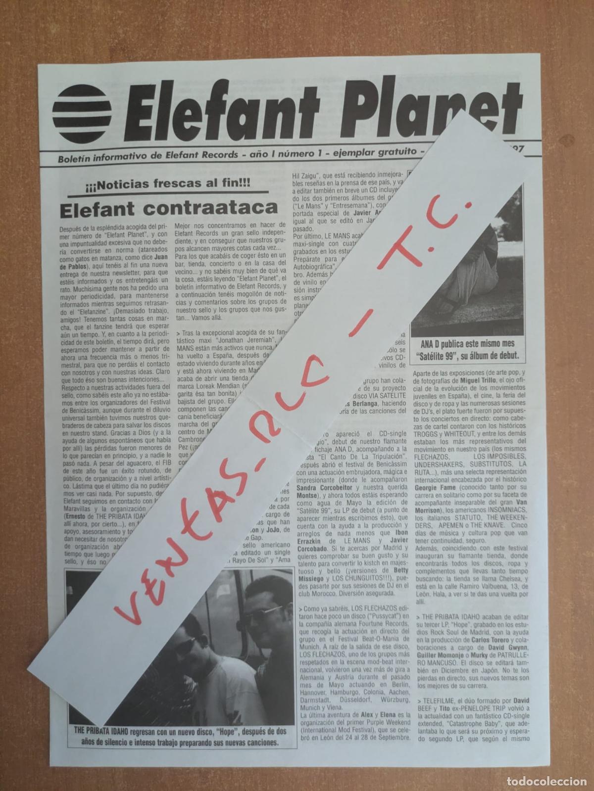 Cat&aacute;logos de m&uacute;sica: Bolet&iacute;n informativo Elefant Planet. N&ordm; 1. Octubre 1997. Elefant contraataca.