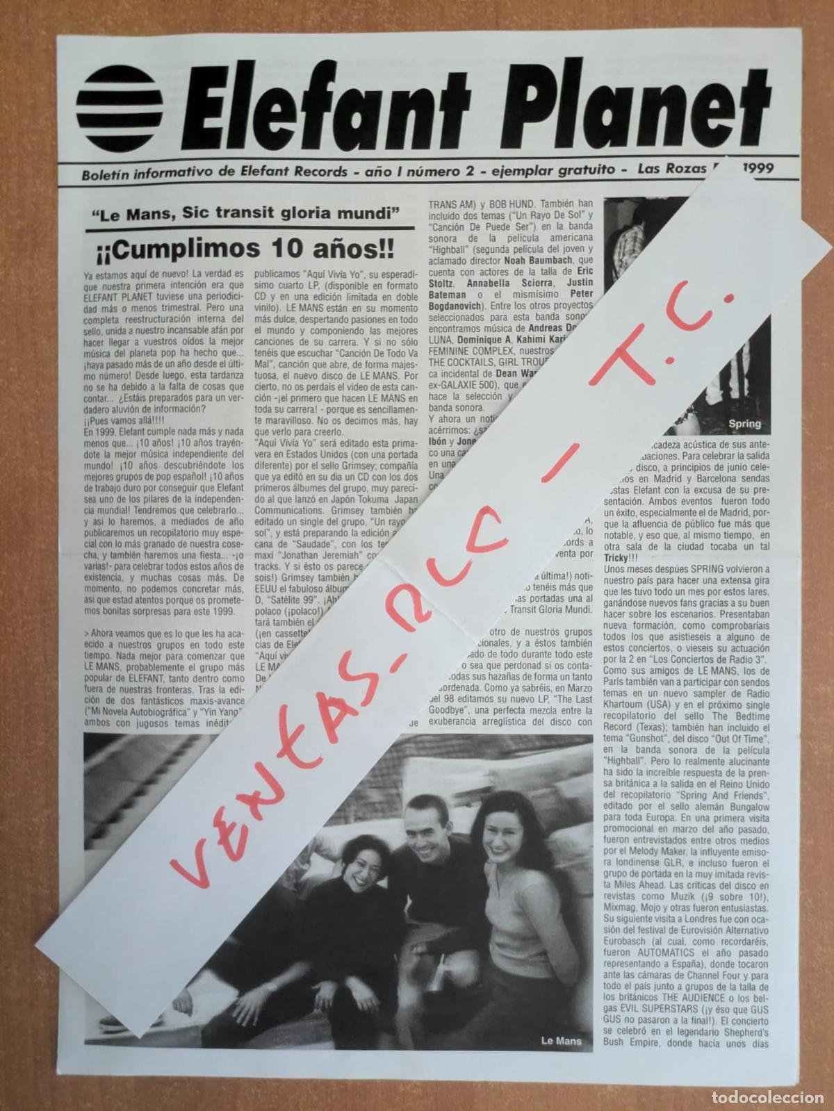 Cat&aacute;logos de m&uacute;sica: Bolet&iacute;n informativo Elefant Planet. N&ordm; 2. Febrero 1999. &iexcl;&iexcl;Cumplimos 10 a&ntilde;os!!